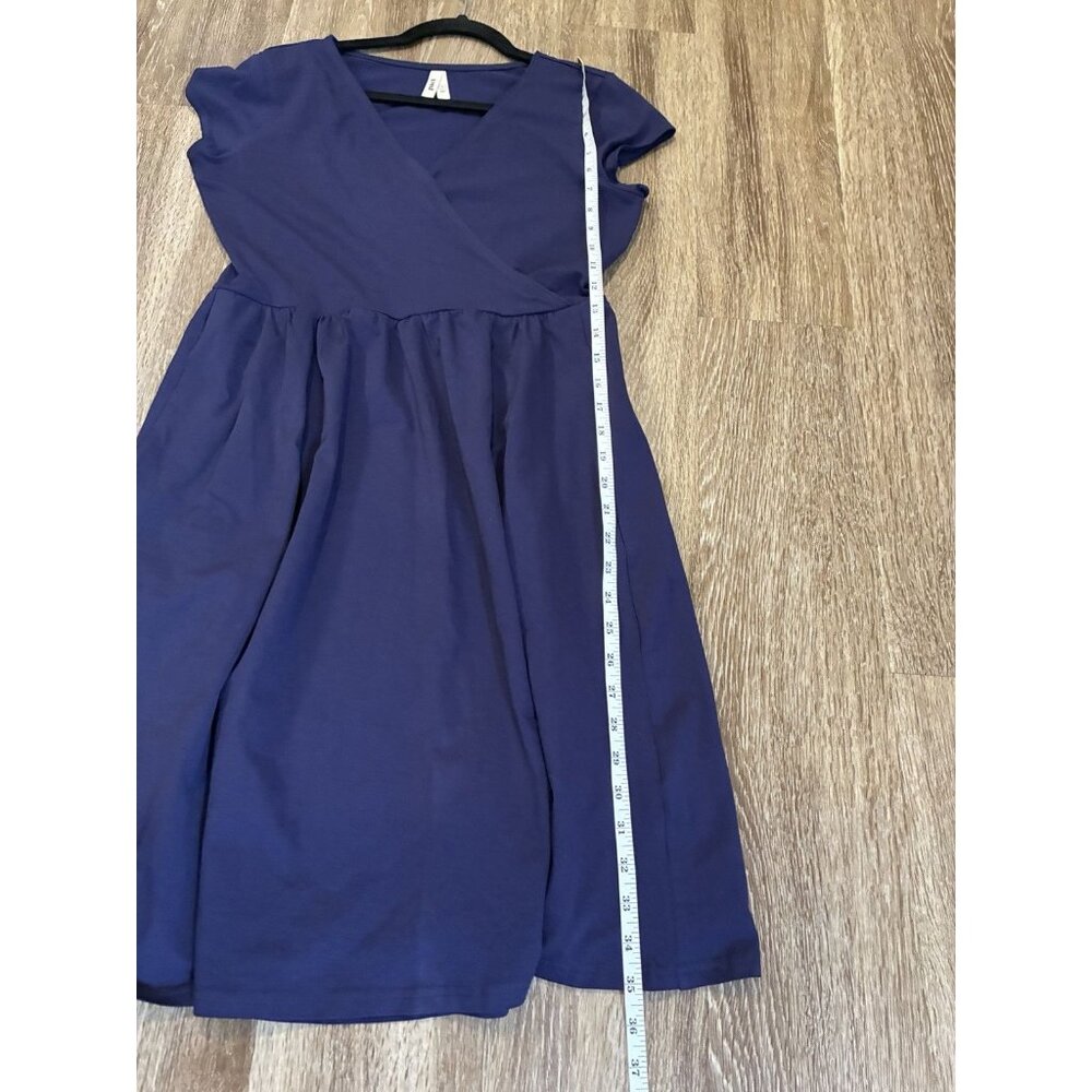 Pact Organic Fit & Flare Crossover Dress Eclipse Purple Navy Size Medium - Picture 8 of 8
